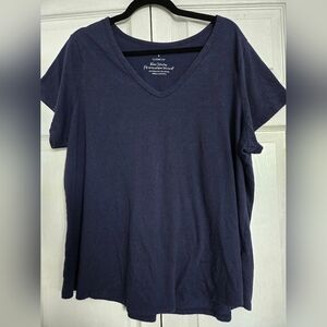 Girlfriend Signature Jersey VNeck Tee in Navy Blue - Size 3